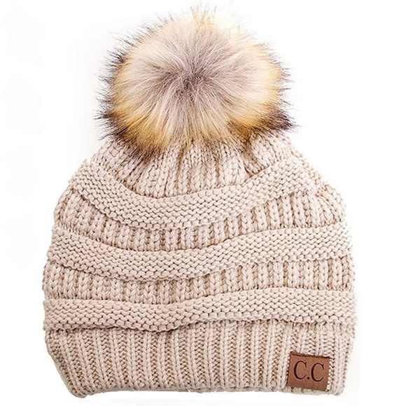 C.C 3pc Knit Warm Pom Beanie Gloves Scarves Set main image 6